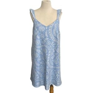 Savanna Jane Women's Embroidered Floral Blue Dress Summer Casual‎ Size L